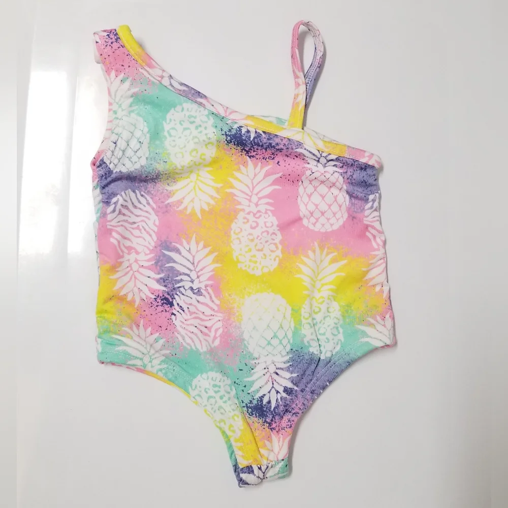Pink Platinum UPF50 Quick Dry One-Piece Swimsuit Tye Dye Pink Pineapple Print 3T